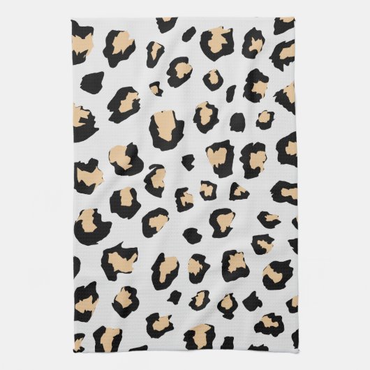 Zwart Bruin Dierlijke Huid Leopard wilde kat Theedoek (Verticaal)