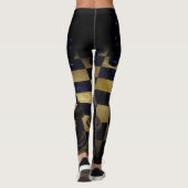 Zwart bruin en blauw schaakspel leggings (Achterkant)
