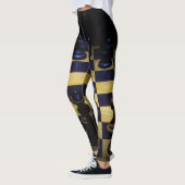 Zwart bruin en blauw schaakspel leggings (Links)