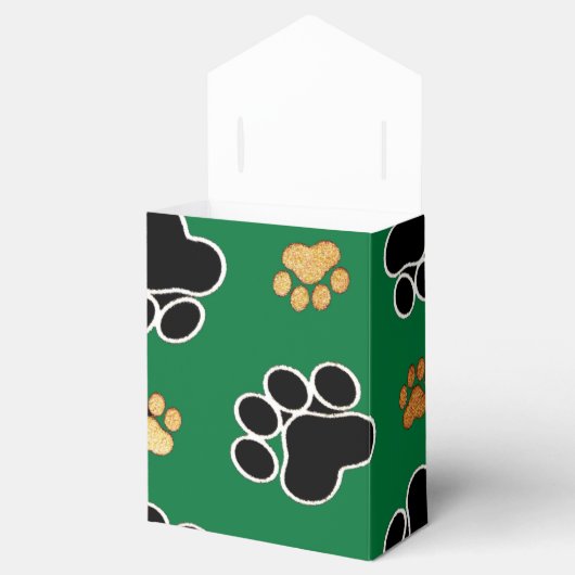 Zwart-bruin en bruin papier voor honden bedankdoosjes (Geopend)