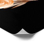 Zwart bruin en perzik bloem met monogram poster (Hoek)