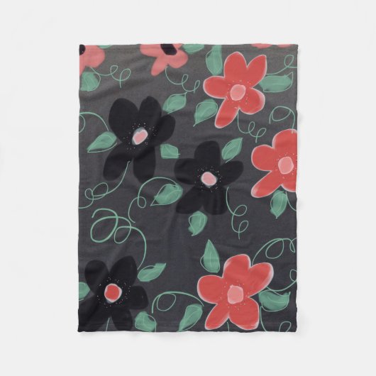 Zwart bruin en rood fleece deken (Voorkant)