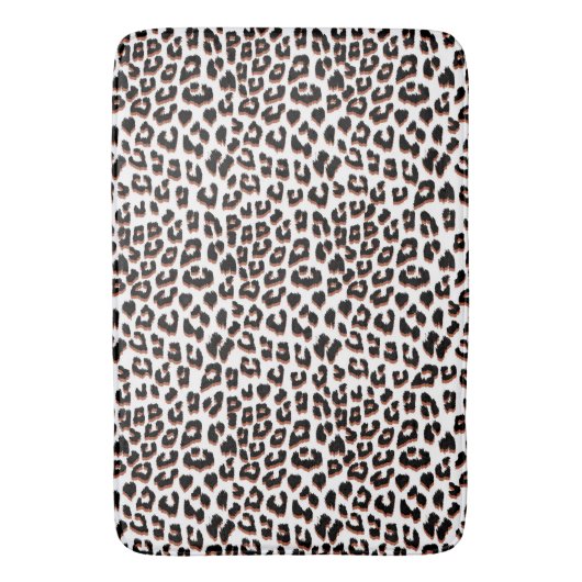 Zwart bruin en wit luipaardprint badmat (Voorkant Verticaal)