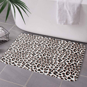 Zwart bruin en wit luipaardprint badmat