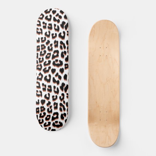 Zwart bruin en wit luipaardprint persoonlijk skateboard (Voorkant)