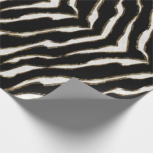 Zwart bruin en witte zebra printpapier cadeaupapier (Hoek)