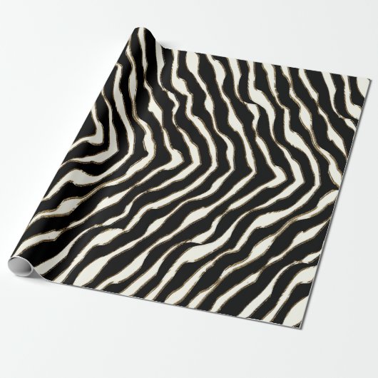 Zwart bruin en witte zebra printpapier cadeaupapier (Uitgerold)
