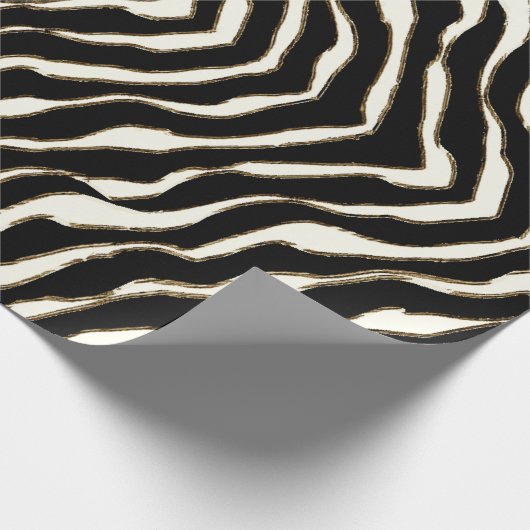 Zwart bruin en witte zebra printpapier cadeaupapier (Hoek)