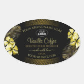 Zwart bruin etiket Gold Hawaii Flowers Logo (Voorkant)