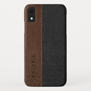 Zwart & Bruin  Faux Leather Case-Mate iPhone Case