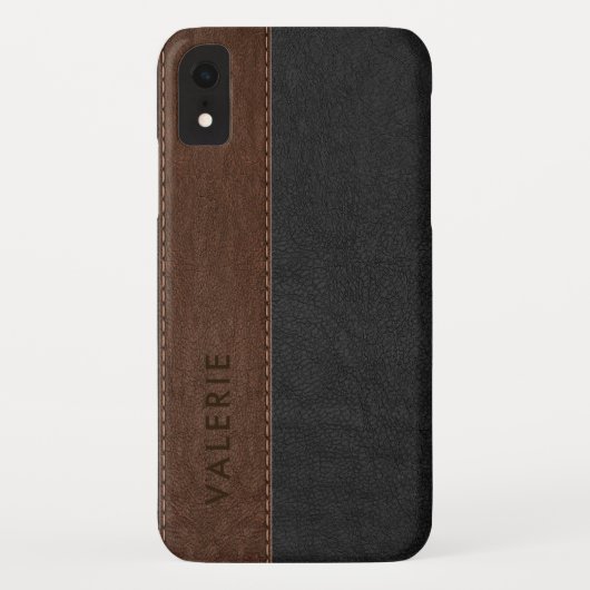 Zwart & Bruin  Faux Leather Case-Mate iPhone Case (Achterkant)