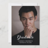 Zwart bruin foto afstudeerfeest kaart (Voorkant)
