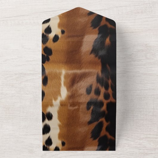 Zwart Bruin Goud Koeienhuid All In One Uitnodiging (Buitenkant)