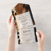 Zwart Bruin Goud Koeienhuid All In One Uitnodiging (Afscheurbaar)