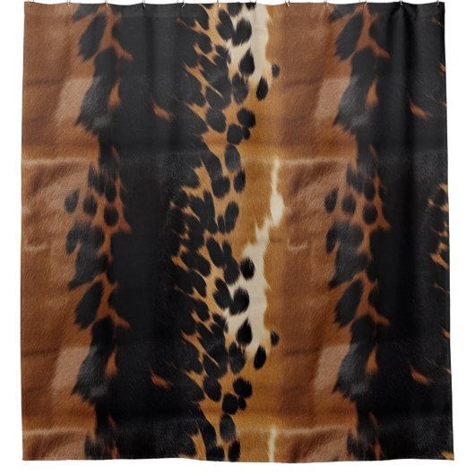 Zwart Bruin Goud Koeienhuid Douchegordijn (Voorkant)