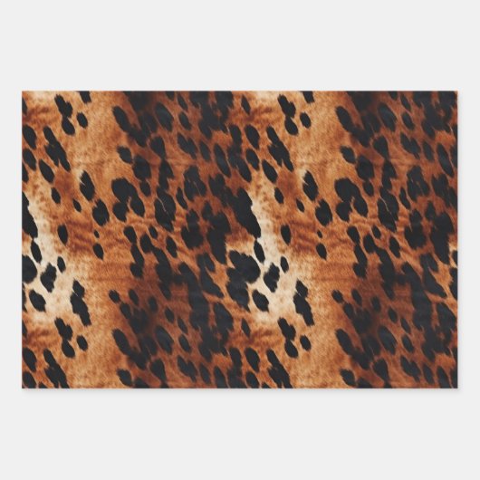 Zwart Bruin Goud Koeienhuid Inpakpapier Vel (Voorkant 3)