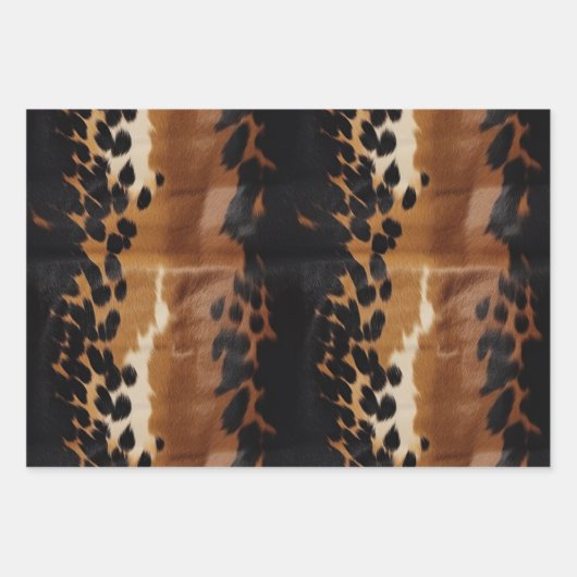 Zwart Bruin Goud Koeienhuid Inpakpapier Vel (Voorkant)