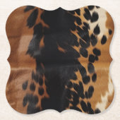 Zwart Bruin Goud Koeienhuid Kartonnen Onderzetters (Voorkant)