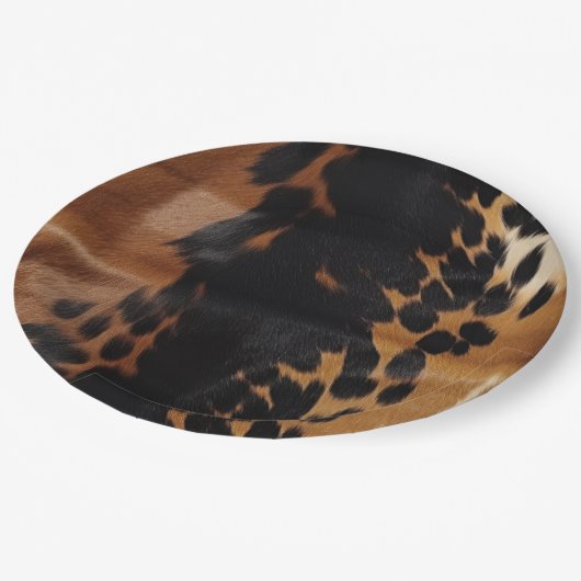 Zwart Bruin Goud Koeienhuid Papieren Bordje (Gekanteld)
