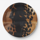 Zwart Bruin Goud Koeienhuid Papieren Bordje (Voorkant)