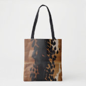 Zwart Bruin Goud Koeienhuid Tote Bag (Voorkant)