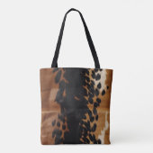 Zwart Bruin Goud Koeienhuid Tote Bag (Achterkant)