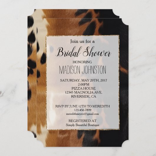 Zwart Bruin Goud Koeienhuid Zuidwest Kaart (Voorkant / Achterkant)