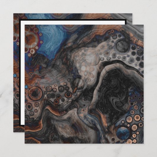 Zwart, bruin, grijs en blauw Abstract modern (Voorkant / Achterkant)