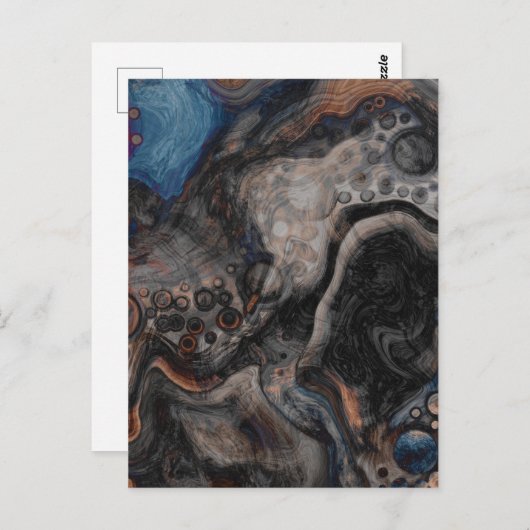 Zwart, bruin, grijs en blauw Abstract modern Briefkaart (Voorkant / Achterkant)