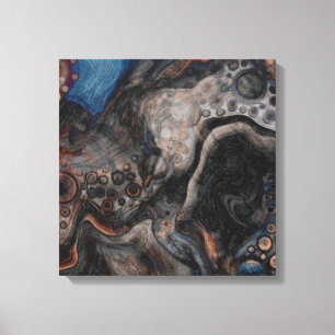 Zwart, bruin, grijs en blauw Abstract modern Canvas Afdruk