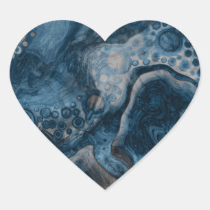 Zwart, bruin, grijs en blauw Abstract modern Hart Sticker