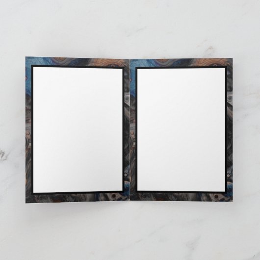 Zwart, bruin, grijs en blauw Abstract modern Kaart (Binnen)