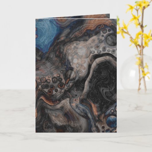 Zwart, bruin, grijs en blauw Abstract modern Kaart (Gele Bloem)