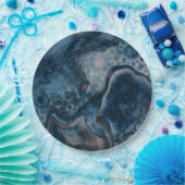 Zwart, bruin, grijs en blauw Abstract modern Papieren Bordje (Feest)