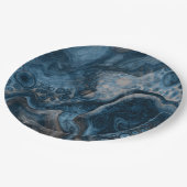 Zwart, bruin, grijs en blauw Abstract modern Papieren Bordje (Gekanteld)