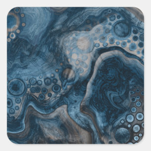 Zwart, bruin, grijs en blauw Abstract modern Vierkante Sticker