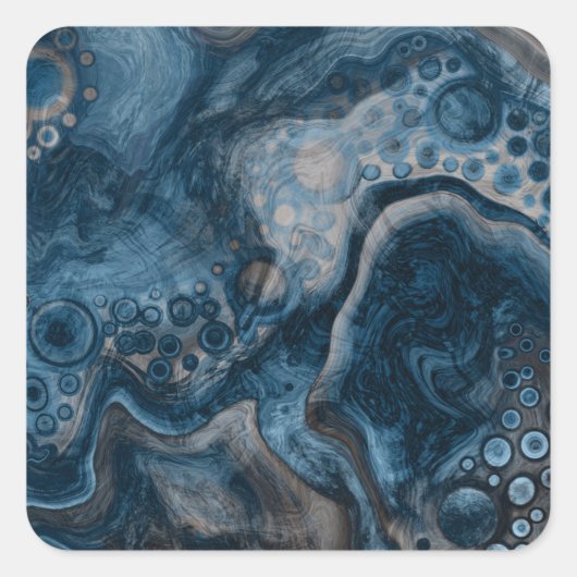 Zwart, bruin, grijs en blauw Abstract modern Vierkante Sticker (Voorkant)