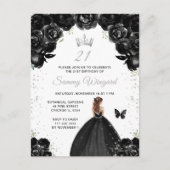 Zwart bruin haar prinses verjaardagsfeestje briefkaart (Voorkant)