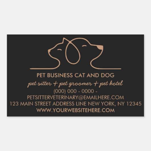 Zwart Bruin Hond Kat Logo Vet Pet Rechthoekige Sticker (Voorkant)