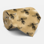  zwart/bruin honingraat bijenpatroon stropdas (Opgerold)