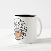 Zwart bruin illustratie koffie mok (Voorkant rechts)