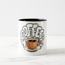Zwart bruin illustratie koffie mok