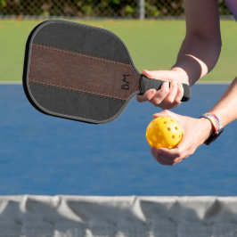 Zwart-bruin kunstlederstrepen pickleball paddle