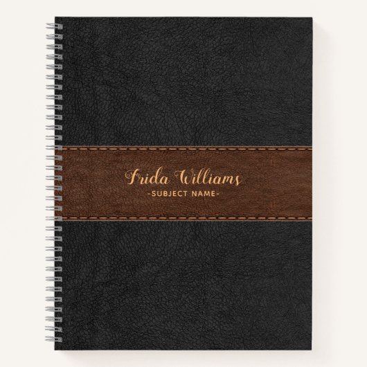  zwart & bruin kunstleer notitieboek (Voorkant)