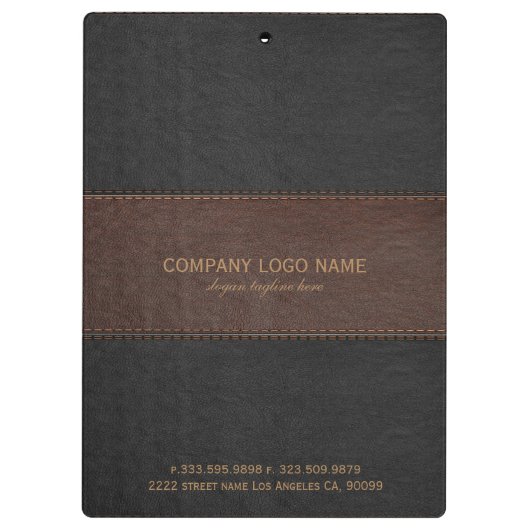 Zwart & bruin lederen steken effect klembord (Achterkant)