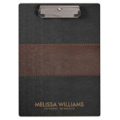 Zwart & bruin lederen steken effect klembord (Voorkant)