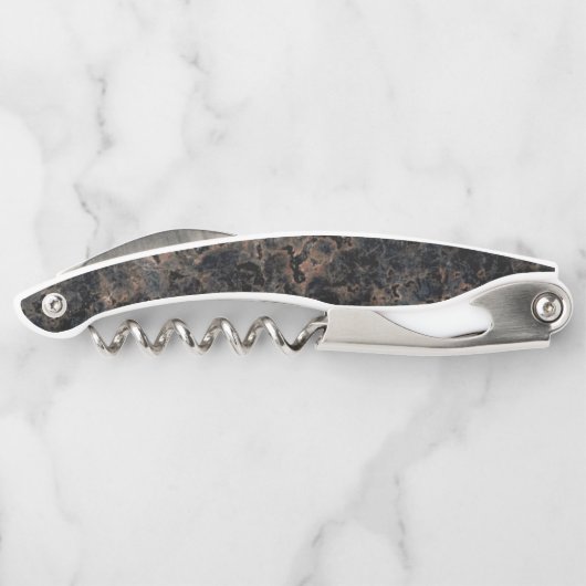 Zwart Bruin Marmeren Patroon Elegant Kurkentrekker (Achterkant)