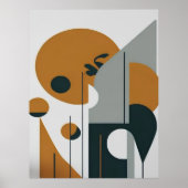 Zwart Bruin Minimalistisch Abstract Landschap Poster (Voorkant)