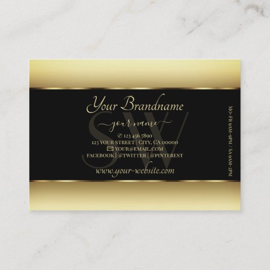 Zwart bruin Ombre Monogram Donkergoudkleurig Lijst Visitekaartje (Achterkant)
