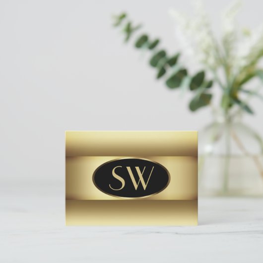 Zwart bruin Ombre Monogram Donkergoudkleurig Lijst Visitekaartje (Staand voorkant)